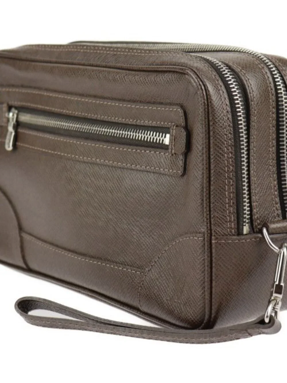 Louis Vuitton Pavel Second Bag Leather Grizzly Brown Silver Hardware
